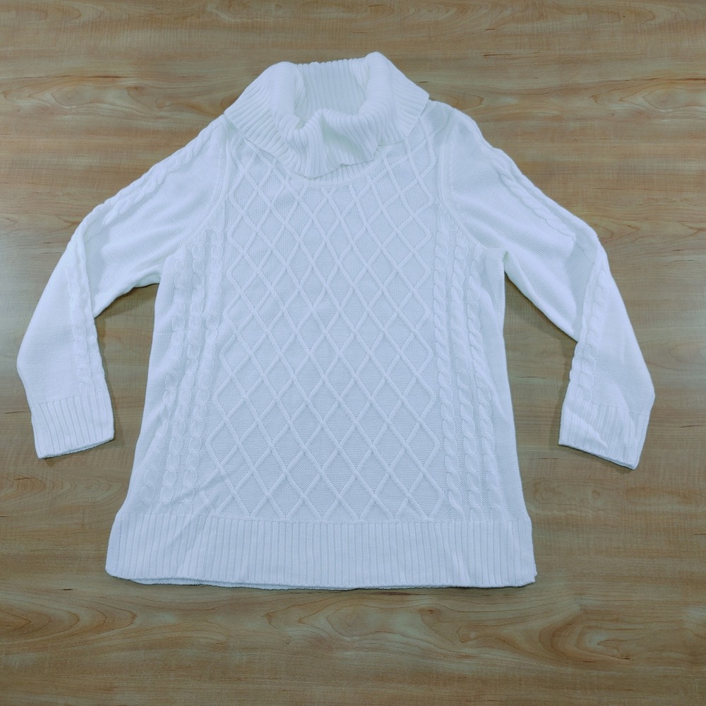 Calvin Klein Womens Size XL White Cable Knit Cowl Neck Sweater